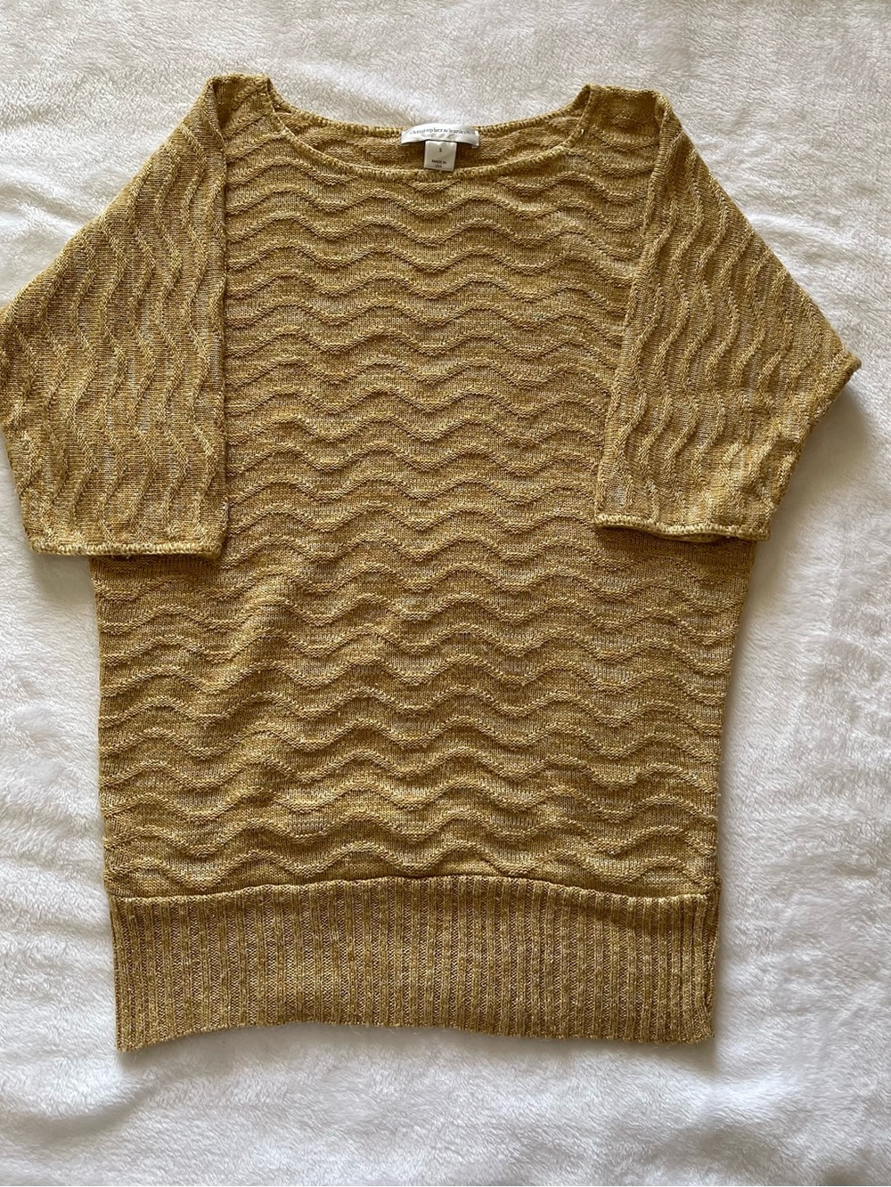 Christopher & Banks Gold Wave Knit Crewneck Sweater